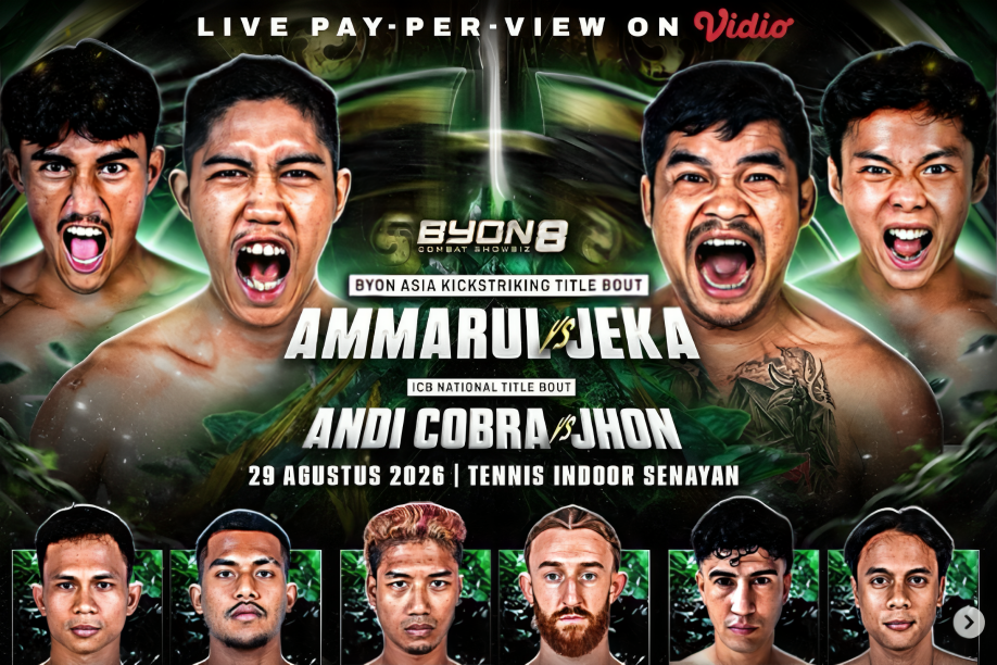 Byon Combat Showbiz 8: Jeka Saragih vs Ammarul Shafiq Jadi Duel Utama, Ada 13 Pertandingan Menarik